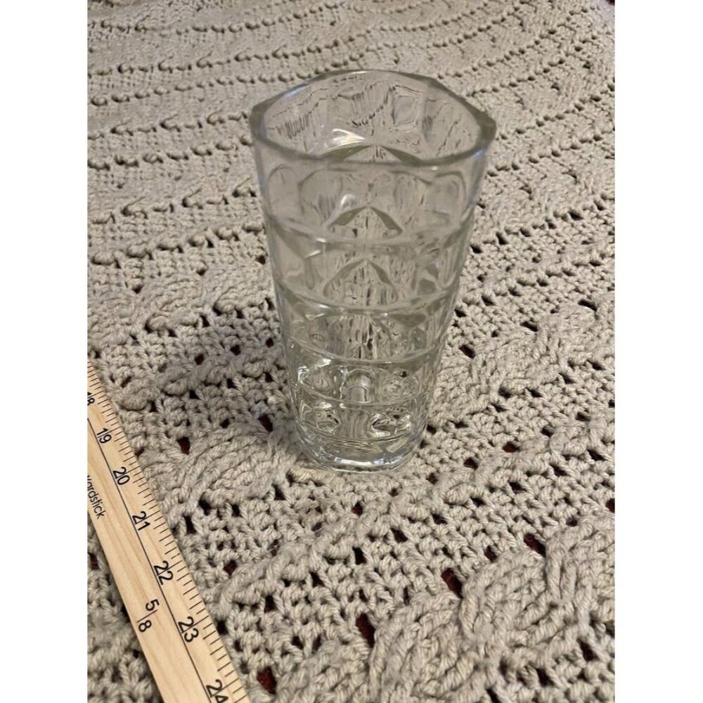 French Geometric Clear Triangular Shaped Glass Vase Made In France - Picture 14 of 16